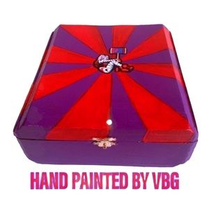 New Harley Quinn Red Purple Hand Painted Jewelry Cigar Box